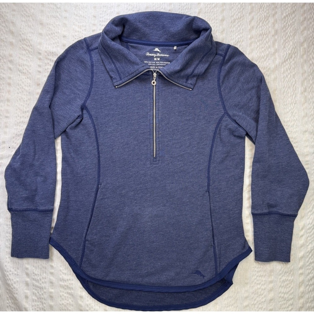 Tommy Bahama Half Zip Pullover Womens Medium Blue Athleisure